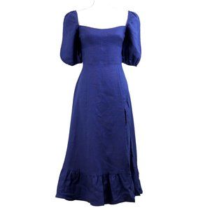 NWT Reformation Belgium Linen Midi Dress in Blue "Danube" Size 8